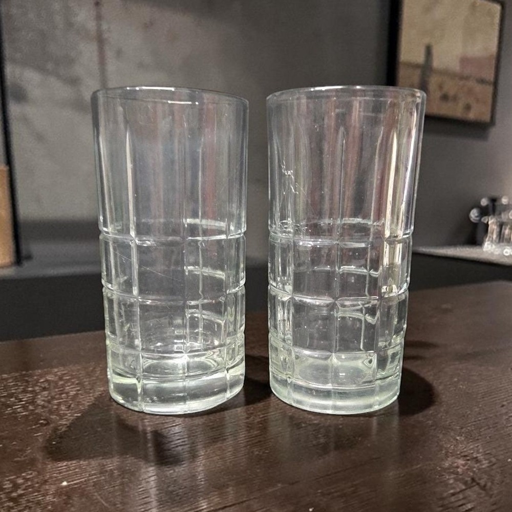 Anchor Hocking Tartan‎ Manchester Clear Tumblers, Set Of 2, Vtg Cocktail Glasses